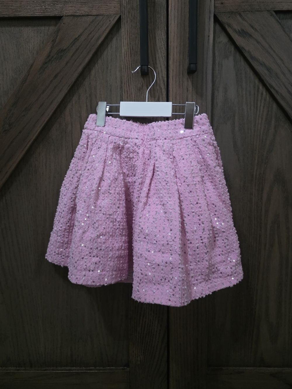 Lola + The Boys Pink Tweed Sequin Skirt